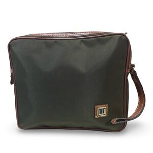 Dunhill Green Nylon Leather Pouch Bag Travel 8.5x10